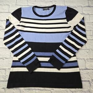 Karl Lagerfeld Paris Lightweight Silky Stripe Sweater Bows on Cuffs size Medium